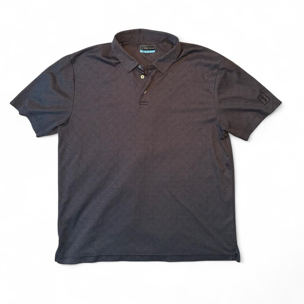 PGA Tour men’s black geometric pattern polo sportswear golf polo- Size XL